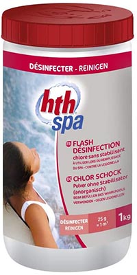 Chlore 1kg spa HTH flash désinfection 00218592 601006 meilleur traitement petit volume eau
